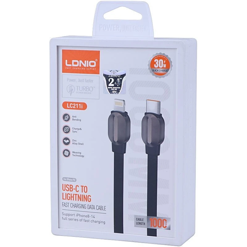کابل تایپ سی به لایتنینگ فست شارژ 30 وات الدینیو LC211I طول 1 متر